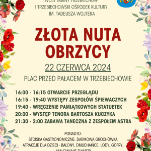 plakat informujący o Złotej Nucie Obrzycy